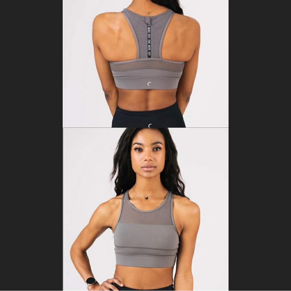 ZYIA gray medium All STAR zipper, support bra, workout running gym
